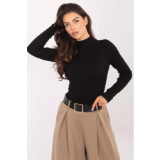 FiatalDivat Bordázott garbós pulóver 90814 fekete női pulóver, kardigán