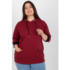 FiatalDivat Bordó oversize kapucnis pulóver zsebekkel, 24154-es modell