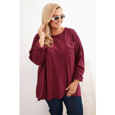 FiatalDivat Bordó perforált applikációs oversize pulóver, 3790-es modell