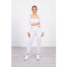 FiatalDivat Crop-top tréningruha szett kivágásokkal 9344-es modell fehér