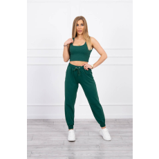 FiatalDivat Crop-top tréningruha szett pántokkal, modell 9334 sötétzöld
