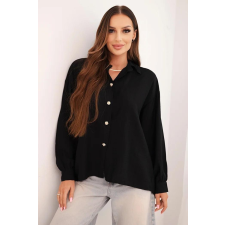 FiatalDivat Elegáns viszkóz ing díszgombokkal, 25551-es modell, fekete blúz
