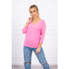 FiatalDivat Élénk rózsaszín blúz V-kivágással és háromnegyedes ujjakkal blúz