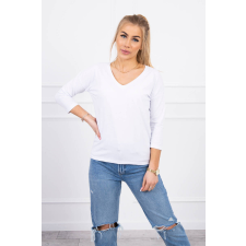 FiatalDivat Fehér blúz V-kivágással és háromnegyedes ujjakkal blúz