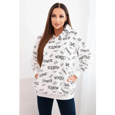 FiatalDivat Feliratos kapucnis pulóver 67962-es modell fehér női pulóver, kardigán