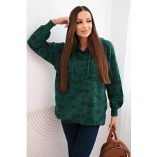 FiatalDivat Feliratos kapucnis pulóver 67962 modell zöld női pulóver, kardigán