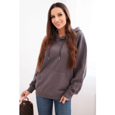 FiatalDivat Grafitszínű pamut kapucnis pulóver kenguruzsebbel HIT01 női pulóver, kardigán