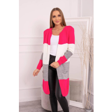 FiatalDivat Háromszínű kardigán pulóver modell 2019-12 málna + ekrü színű női pulóver, kardigán