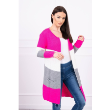 FiatalDivat Háromszínű kardigán szvetter modell 2019-12 neon rózsaszín+ekrü szín női pulóver, kardigán