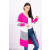 FiatalDivat Háromszínű kardigán szvetter modell 2019-12 neon rózsaszín+ekrü szín