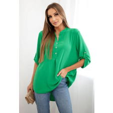 FiatalDivat Hátul meghosszabbított gombos blúz, 11817-es modell, világoszöld blúz