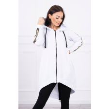 FiatalDivat Hosszabbított melegítő felső kapucnival és cipzárral hátul fehér női pulóver, kardigán