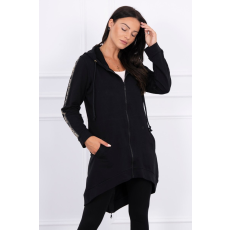 FiatalDivat Hosszabbított melegítő felső kapucnival és cipzárral hátul fekete