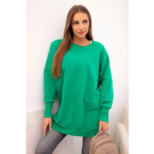 FiatalDivat Hosszított pamut pulóver hasítékokkal, 69508-as modell, zöld női pulóver, kardigán