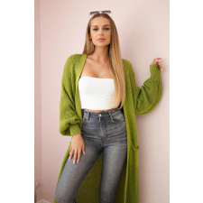 FiatalDivat Hosszú kardigán pulóver modell IT-8 világoszöld női pulóver, kardigán