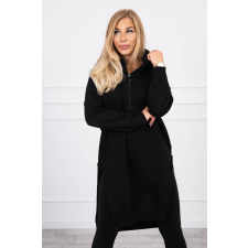 FiatalDivat Hosszú meleg szabadidő felső kapucnival és rojtokkal modell 9301 fekete női pulóver, kardigán
