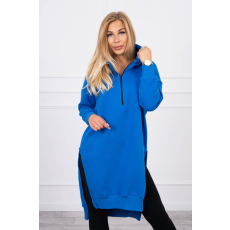 FiatalDivat Hosszú meleg szabadidő felső kapucnival és rojtokkal modell 9301 királykék szín
