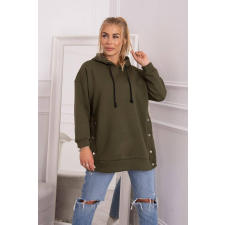 FiatalDivat Hőszigetelt pulóver oldalsó rögzítéssel, patentos, 9358-as modell, khaki színű női pulóver, kardigán