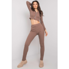 FiatalDivat Ivette crop-top tréningruha szett cipzárral cappuccino színben