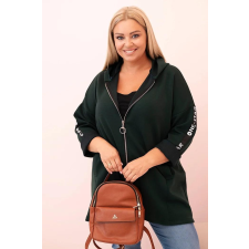 FiatalDivat Kapucnis cipzáras pulóver díszített ujjakkal, 0216-os modell, sötétzöld női pulóver, kardigán