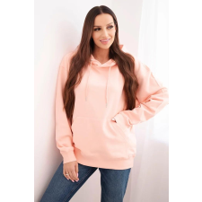 FiatalDivat Kapucnis pamut pulóver kenguruzsebbel HIT01 világos rózsaszín női pulóver, kardigán