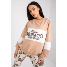 FiatalDivat Kéttónusú Monaco pulóver kapucni nélkül, bézs