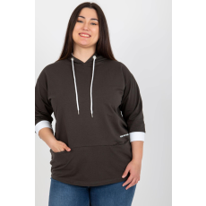 FiatalDivat Khaki színű, kapucnis és zsebes oversize pulóver, 24154-es modell