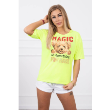 FiatalDivat Magic blúz medve nyomtatással neon sárga blúz