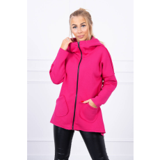 FiatalDivat Meleg szabadidő felső hosszabbított hátsó résszel és zsebekkel modell 68652 fukszia szín