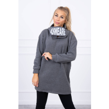 FiatalDivat Meleg szabadidő felső kapucnival és nyakékkel, melyen ASWEARE felirat van grafit szín női pulóver, kardigán