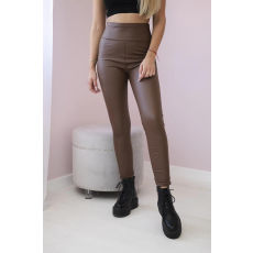 FiatalDivat Melegített leggings ekobőrből, barna TR1835 modell
