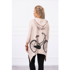 FiatalDivat Melegítő felső bicikli nyomtatással a háton modell 9139 bézs női pulóver, kardigán