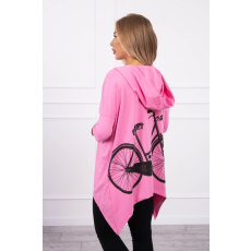 FiatalDivat Melegítő felső bicikli nyomtatással a háton modell 9139 élénk rózsaszínű