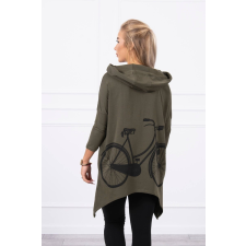FiatalDivat Melegítő felső bicikli nyomtatással a háton modell 9139 kaki szín női pulóver, kardigán