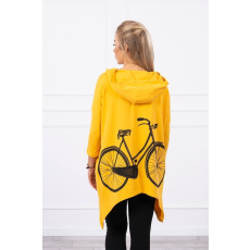 FiatalDivat Melegítő felső bicikli nyomtatással a háton modell 9139 mustár szín