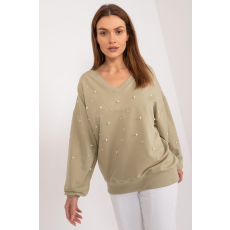 FiatalDivat Oversize gyöngyös pulóver, modell 36973 színű khaki