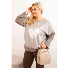 FiatalDivat Oversize pulóver szív mintával és hátsó zsinórokkal, 1507-es modell, barna