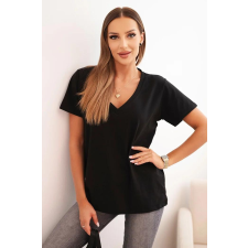 FiatalDivat Pamut blúz szív alakú nyakkivágással PL6 modell fekete blúz