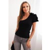FiatalDivat Pamut egyvállas fodros blúz 69372 modell fekete