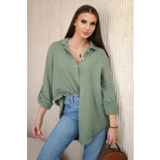 FiatalDivat Pamut muszlin ing modell ART208, khaki színű blúz