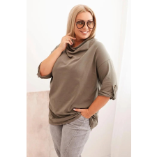 FiatalDivat Pamut oversize blúz leeső nyakkivágással, 25195-ös modell, khaki színben blúz