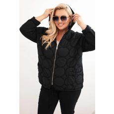 FiatalDivat Pamut oversize cipzáras pulóver perforált kapucnival, 3802-es modell, fekete