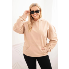 FiatalDivat Pamut oversize kapucnis kenguruzsebes pulóver HIT02 modell, bézs női pulóver, kardigán