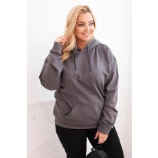 FiatalDivat Pamut oversize kapucnis pulóver kenguruzsebbel HIT02 grafitszürke modell