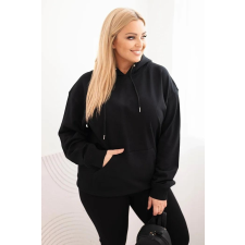 FiatalDivat Pamut oversize kapucnis pulóver kenguruzsebbel HIT02 modell fekete női pulóver, kardigán