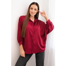 FiatalDivat Pöttyös viszkóz blúz gombokkal és gallérral 5337-es modell bordó blúz