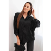 FiatalDivat Pöttyös viszkóz blúz gombokkal és gallérral 5337-es modell fekete
