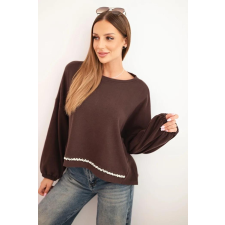 FiatalDivat Pulóver díszes alsó szegéllyel, 92581-es modell, barna női pulóver, kardigán