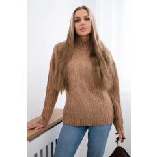 FiatalDivat Pulóver garbó nyakú modell 2024-9 színes teve