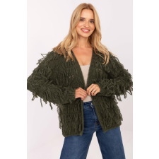 FiatalDivat Rövid kardigán pulóver rojtokkal, 30821-es modell, khaki színben női pulóver, kardigán